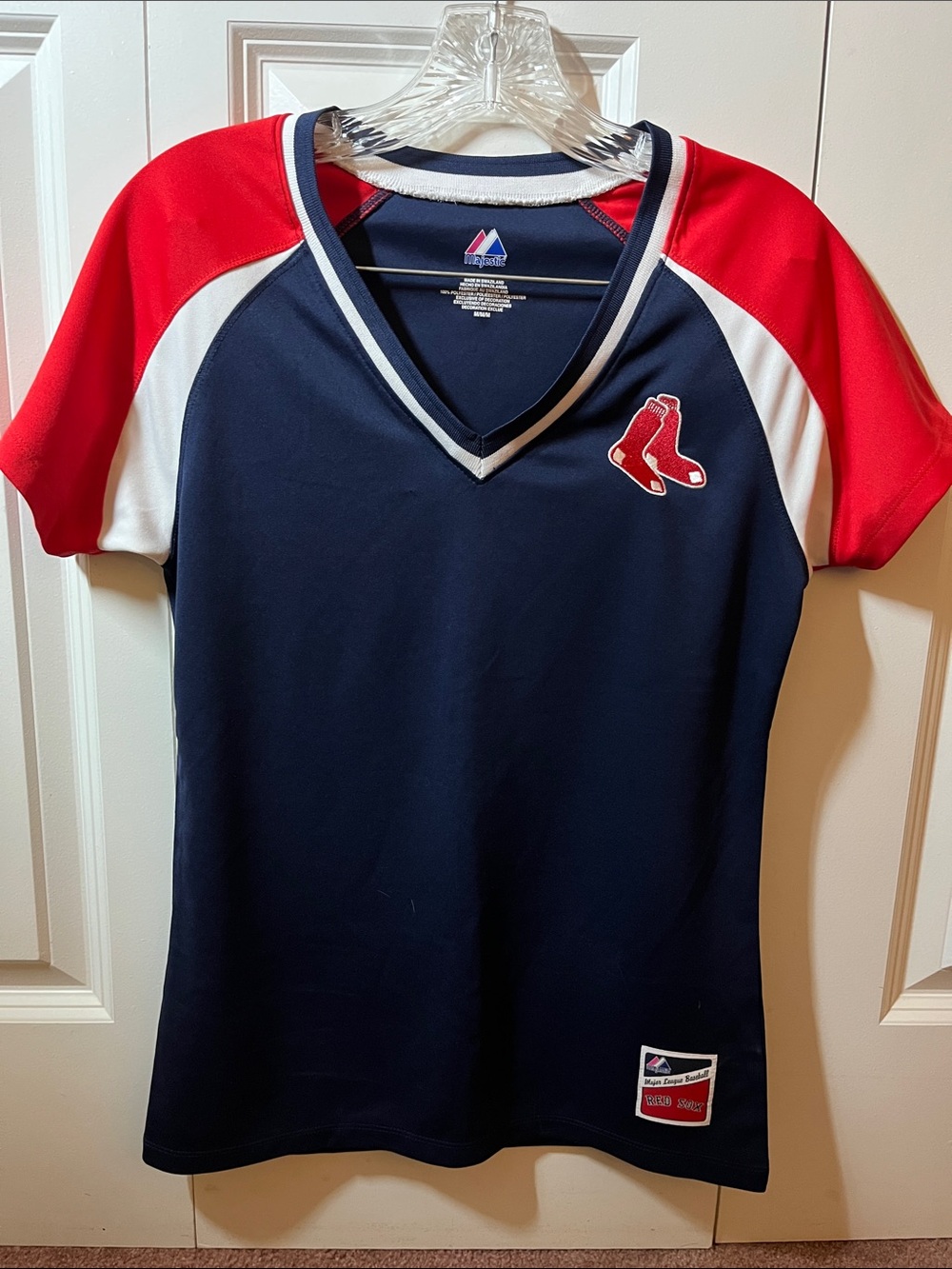 Majestic Navy, Red & White Boston Red Sox V-Neck Kids Jersey